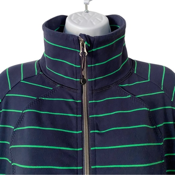 Lululemon Jacket Zip-Up Nice Asana Slalom Blue and Green Running Striped Size 10 - Picture 2 of 7